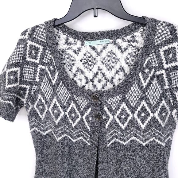 Maurices Sweater Womens Large Cardigan Chunky Knit Button Short Sleeve Scoop - Picture 4 of 9